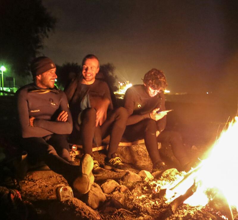 Ibai, Asier and Ion drying out after being in the water 